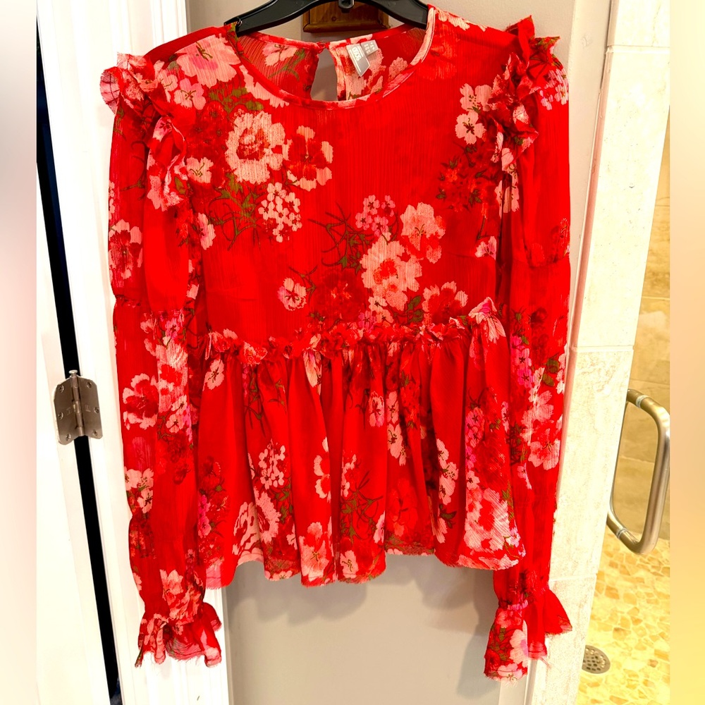 ASOS floral sheer Red Women's Top